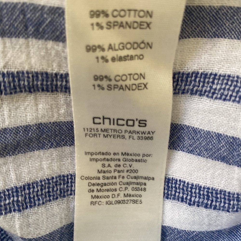Chico’s blue & white striped casual shirt Size 3X - Picture 4 of 4